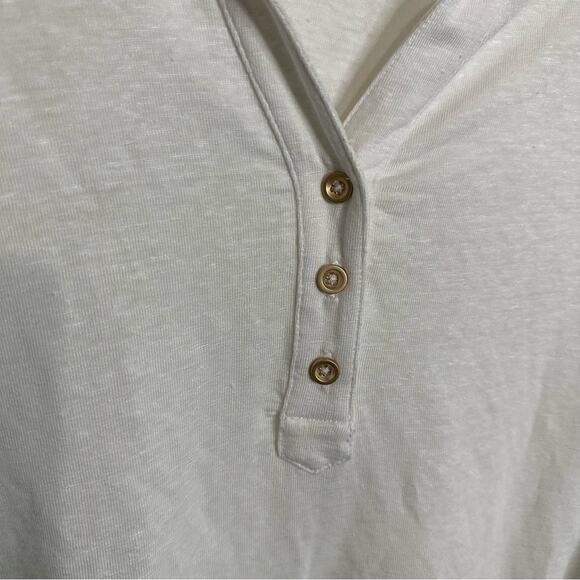 Chicos White Linen Polo knit top blouse size XL 3 - Picture 2 of 6